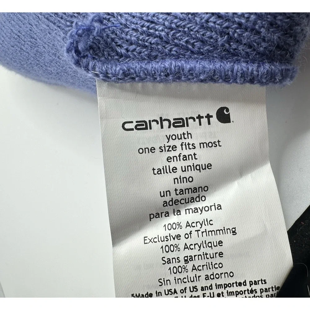 Carhartt Hat Beanie Youth One Size Purple Blue‎ Knit Stocking Cap Work Wear